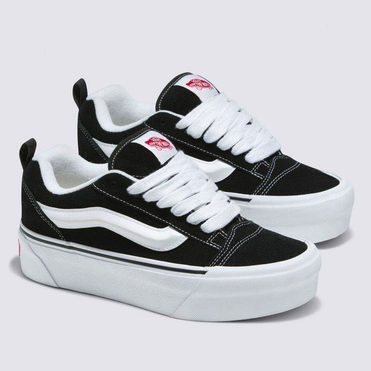 Vans Knu Skool Black White Men Unisex Platform Casual Shoes