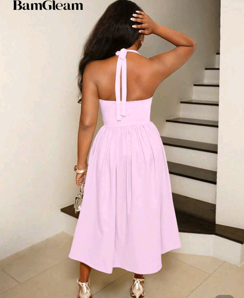 Robe élégante Halter Rose