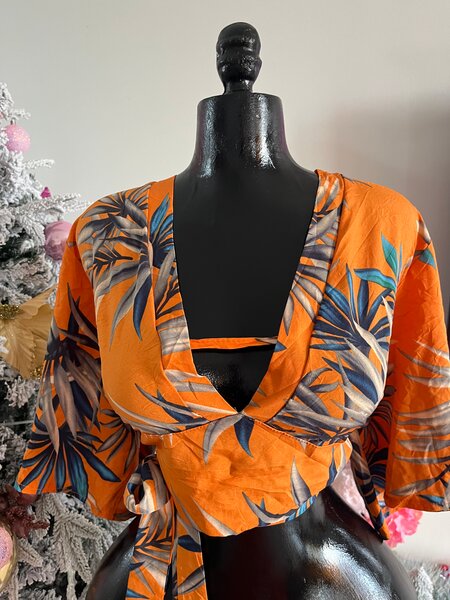 Kimono d'été floral orange