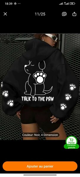 Sweat à capuche motif chien