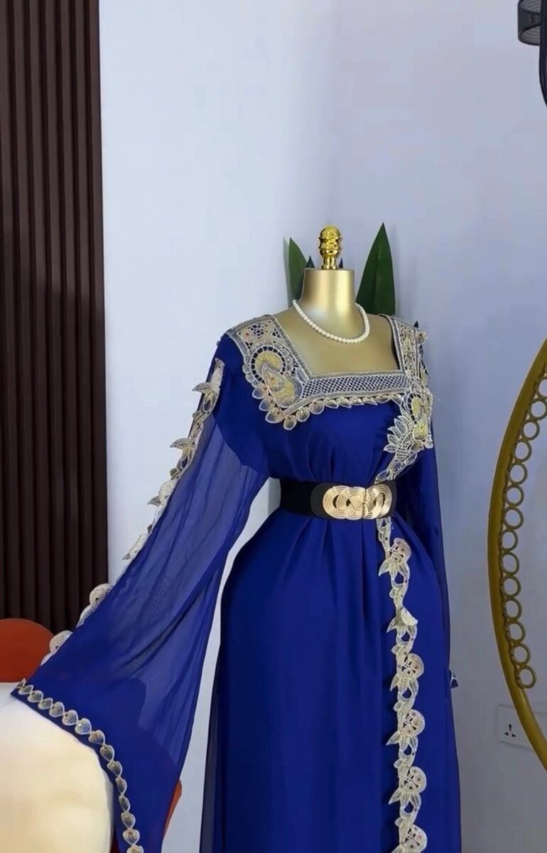 Elegant Blue Embroidered Kaftan