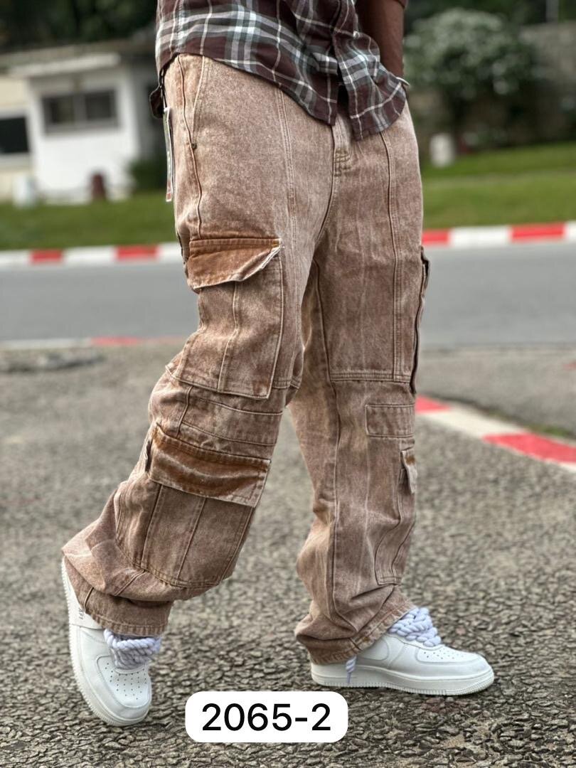 Cargo jeans homme décontracté