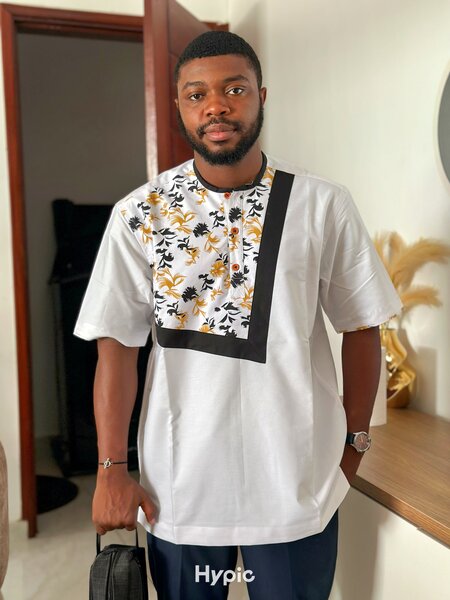 Chemise blanche imprimée homme