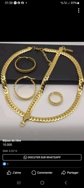 Parure de bijoux en plaqué or