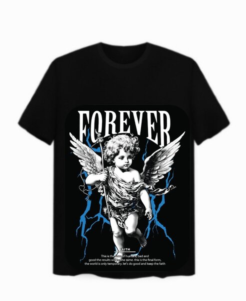 T-shirt noir imprimé Ange