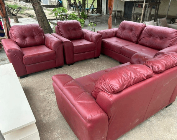 Canapé d'angle en cuir rouge