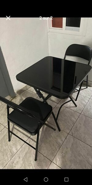 table pliante 70x70 vitre