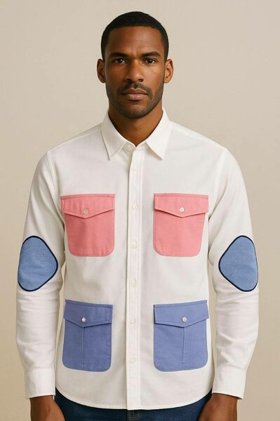 Chemise à poches colorées