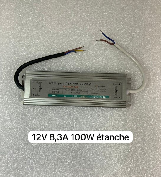 Transformateur Étanche 100W 12V