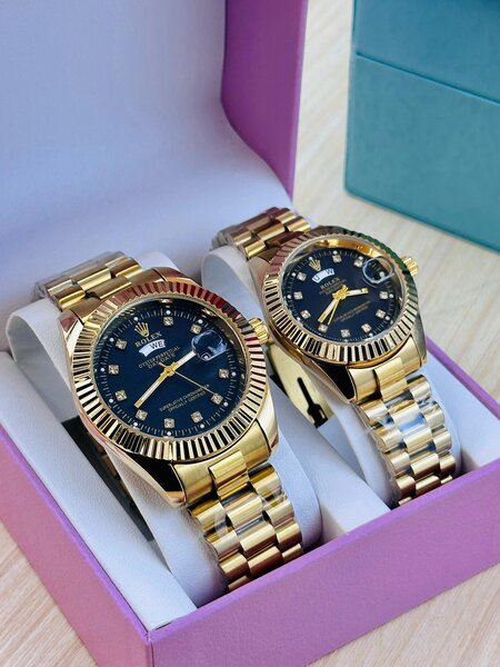 Montre couple en or avec boîte