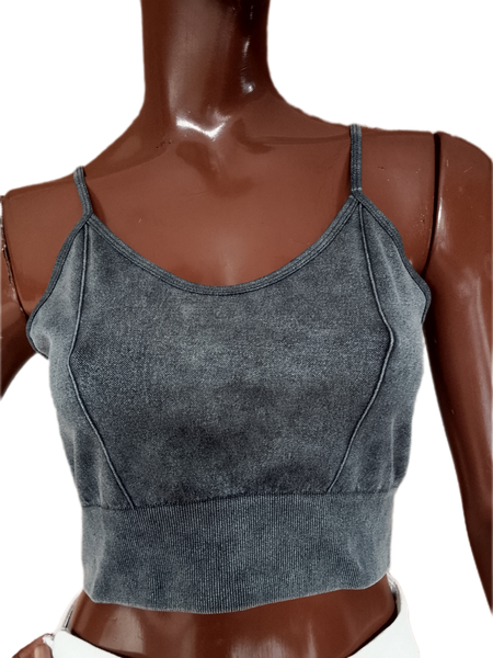 Débardeur court en denim gris