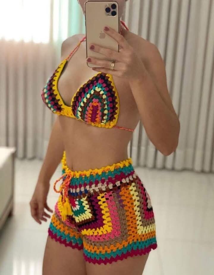 Ensemble bikini crochet coloré