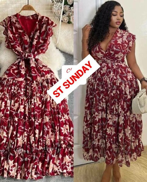 Robe tendance à fleurs rouges