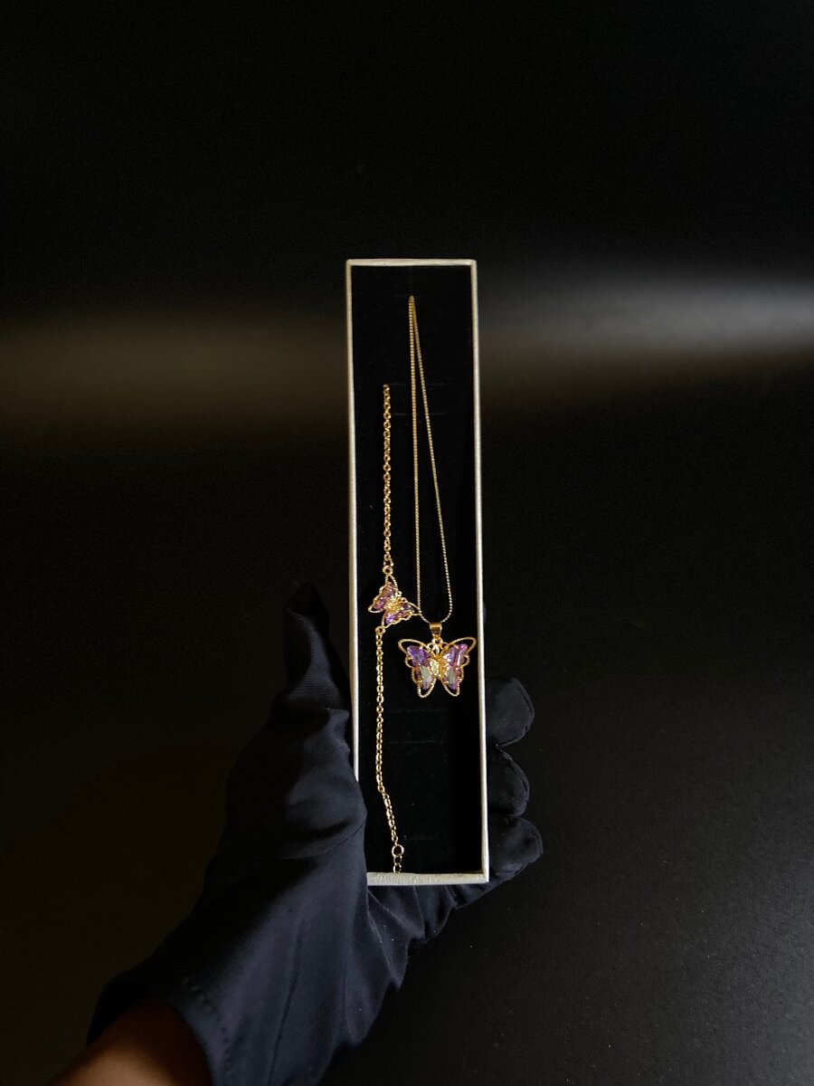 Butterfly necklace and bracelet ( 2 piece )