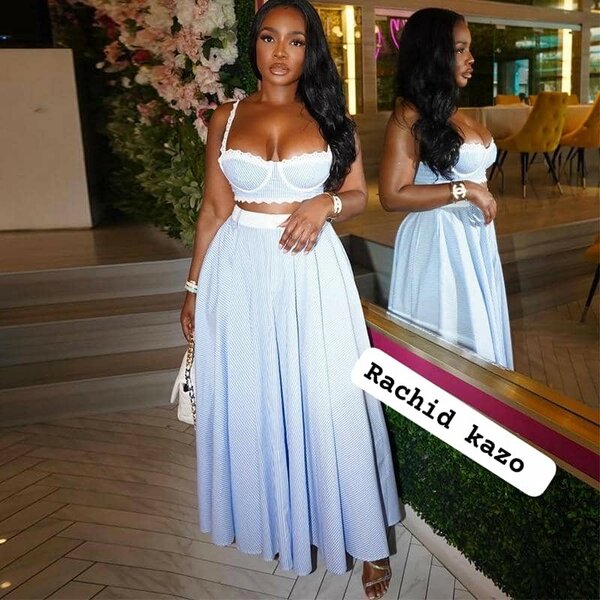 Robe deux pièces bleue élégante