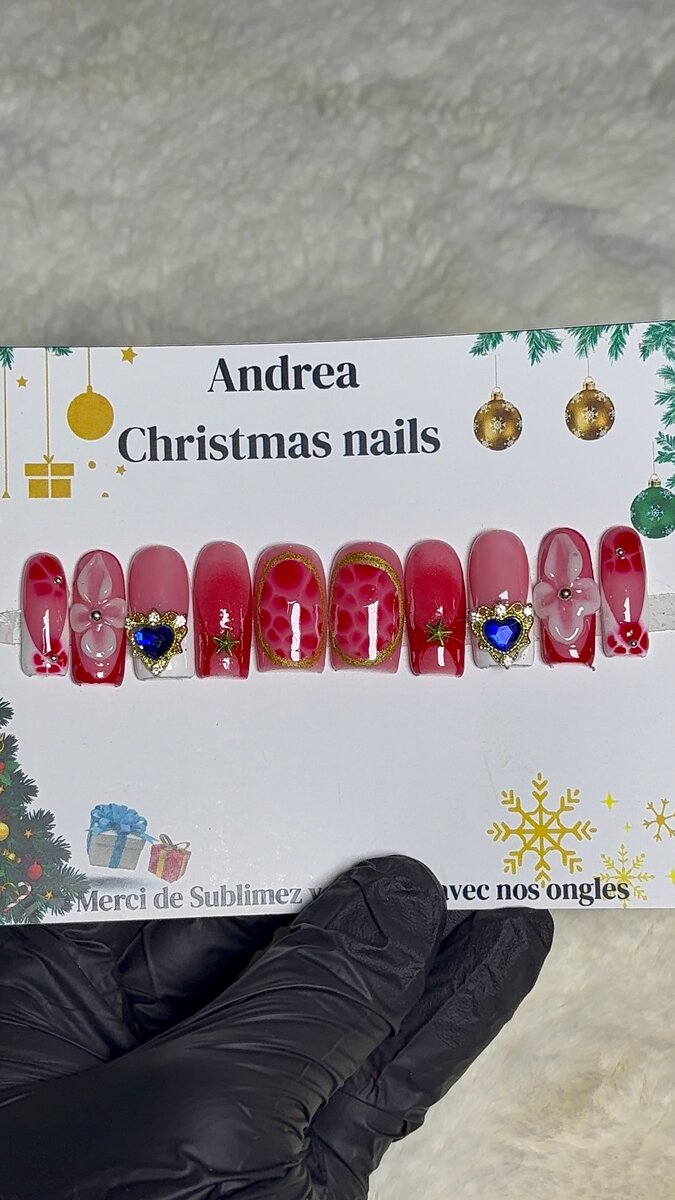 Ongles Pressés Noël Rouges