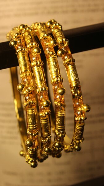 Unique Antique Gold Pearls Design Bangles