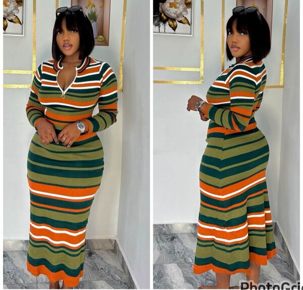 Robe rayée en tricot élégant