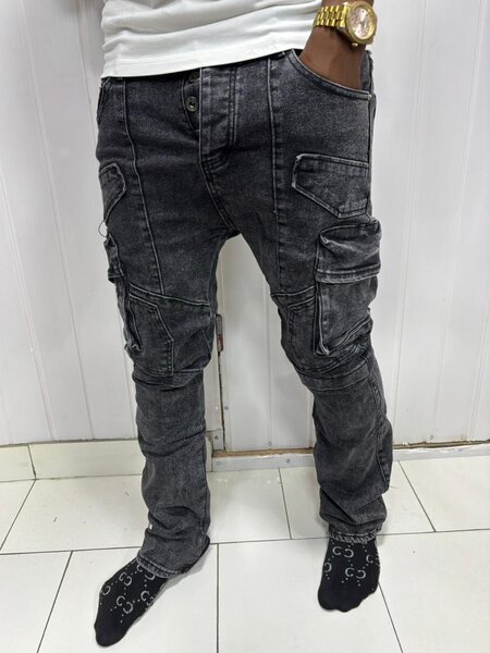 Pantalon cargo noir pour homme