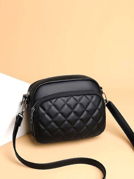 Quilted Pattern Zip Front Novelty Bag
