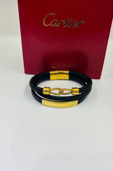 Bracelet cuir noir moderne chic