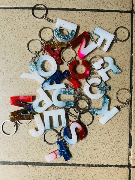 Colorful Resin Letter Keychains