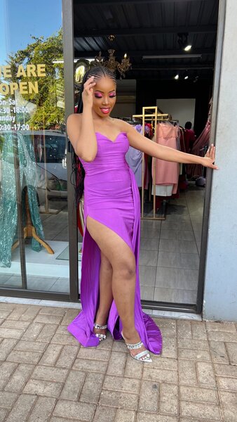 Purple dress with a train