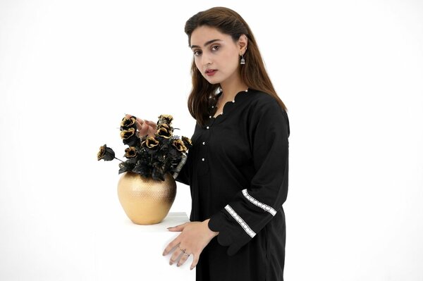 Black 2-Piece Lawn Crochet Set