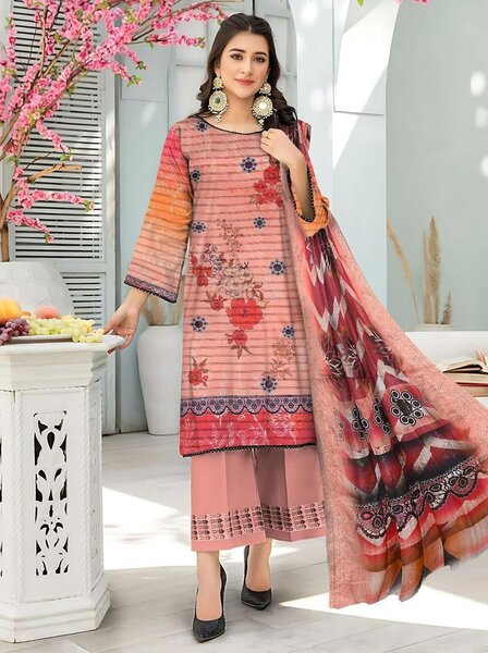 3 Pcs Women's Unstitched Lawn
