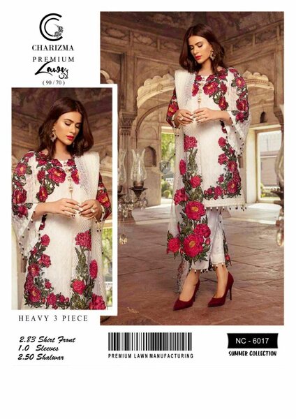 Lawn full heavy embroidery 3 pc unsatich dc free