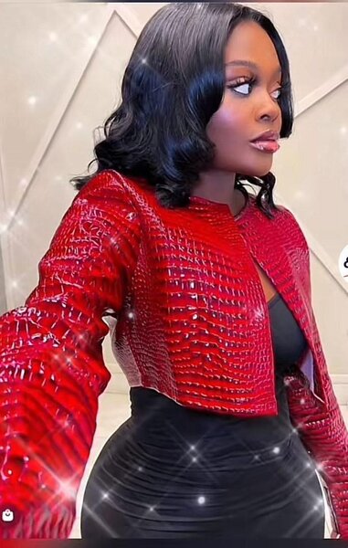 Blouson Rouge En Cuir Croco