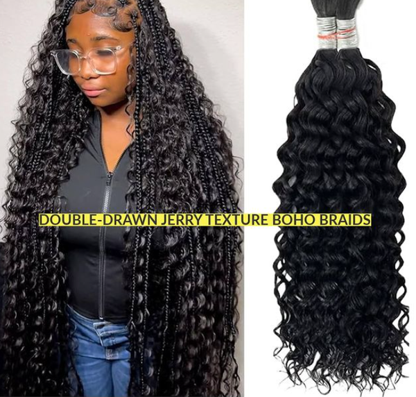 ✨Unleash Your Inner Goddess with Our Double-Drawn Jerry Texture Boho Braids!✨
