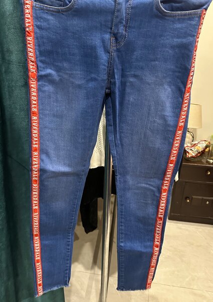 Red strips jeans
