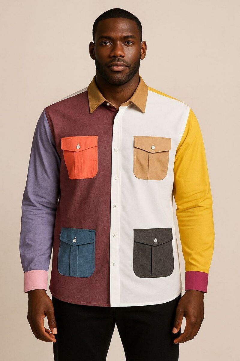 Chemise à poches multicolores