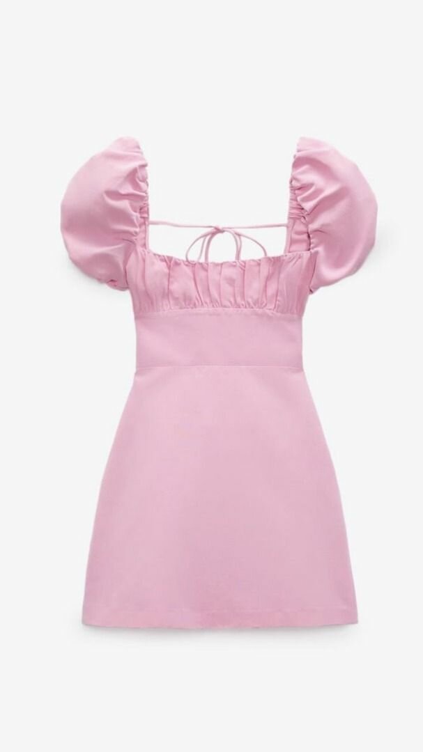 Robe en lin manches bouffantes