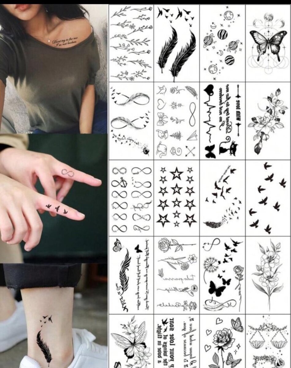 Tatouages Éphémères Fleur & Citation