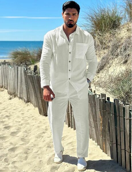 Chemise en lin légère unisexe