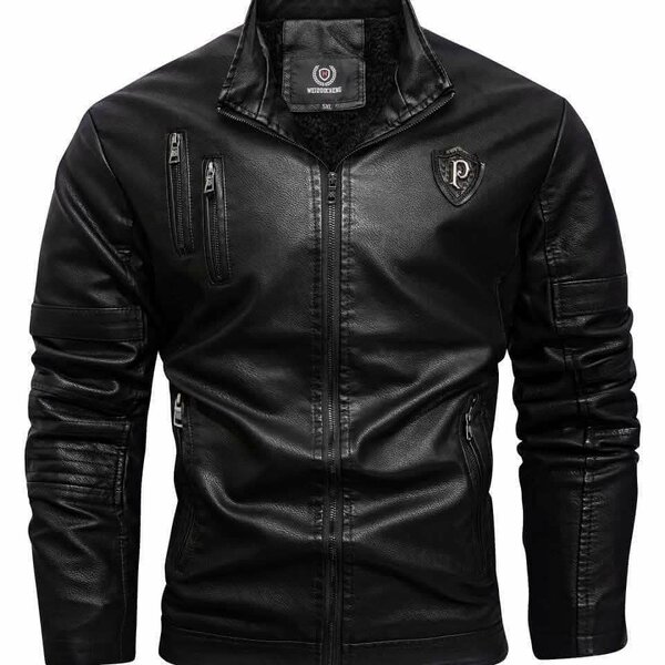 Veste en cuir noir homme