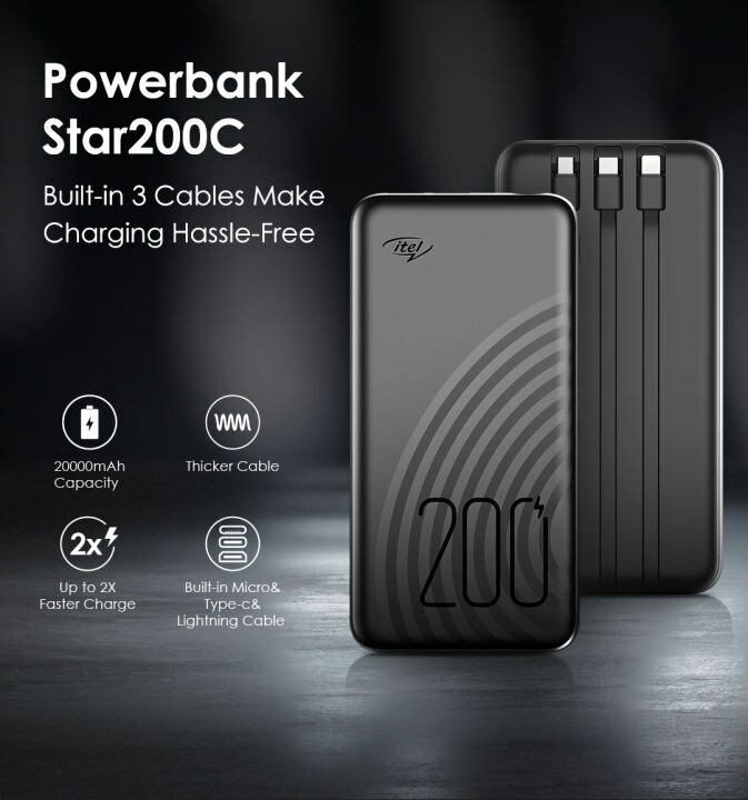 Itel 20000mAh PowerBank With Cables