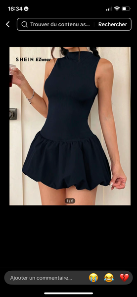 Robe Noire Élégante Sans Manches