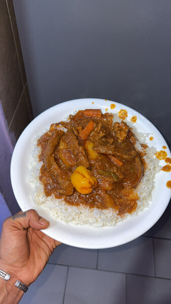 Délicieux ragoût épicé sur riz