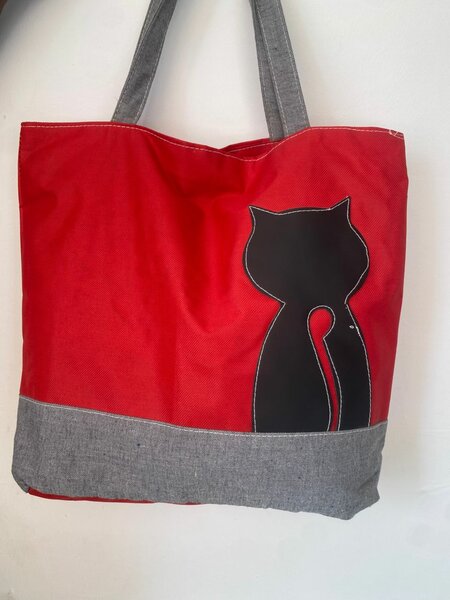 Sac fourre-tout chat rouge