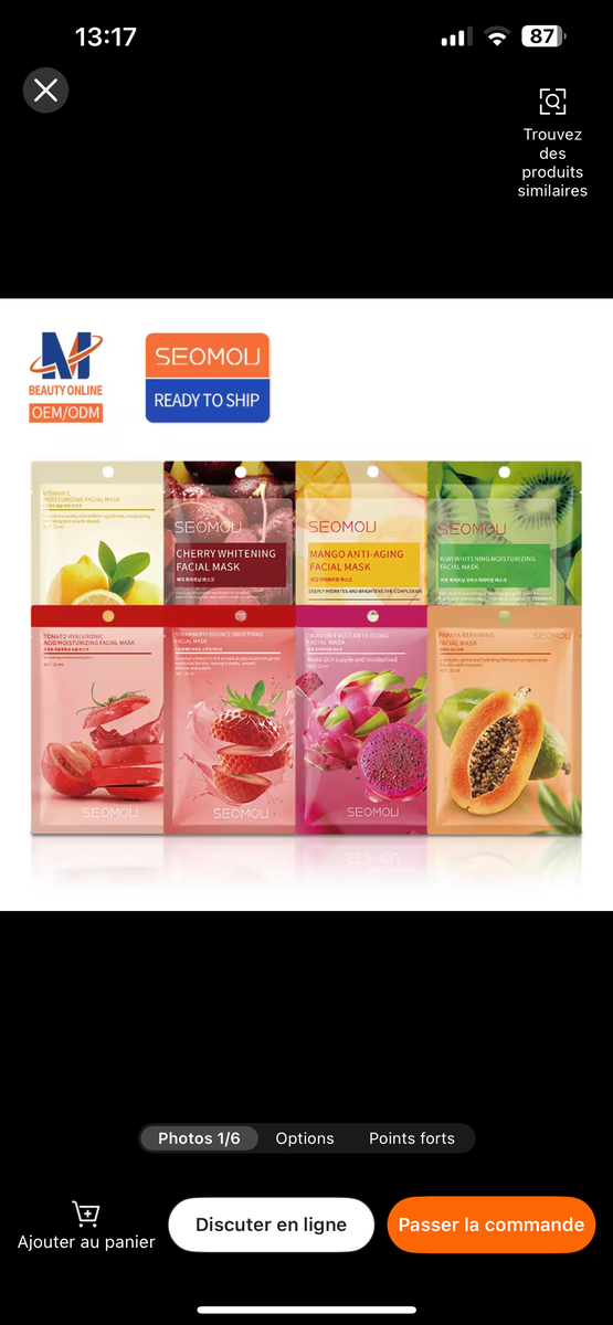 Masques Visage Hydratants Fruits