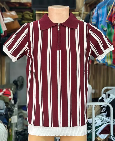 Polo à rayures bordeaux