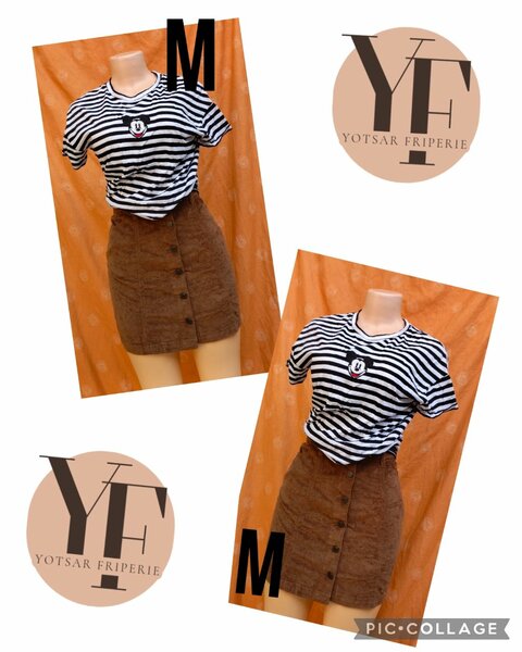 Jupe en velours côtelé marron