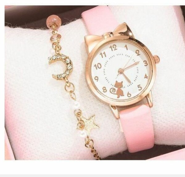 Montre enfant chat rose