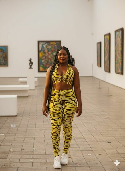 Ensemble fitness tigre jaune