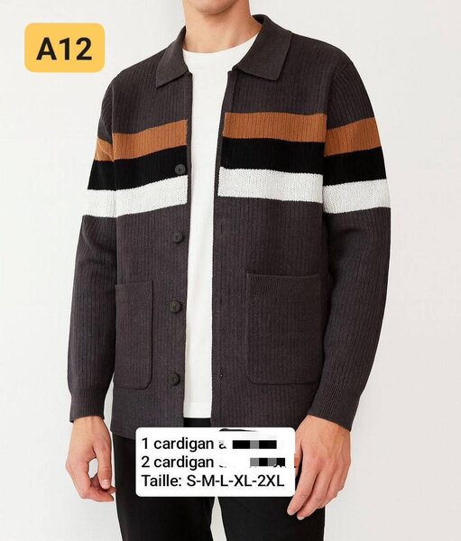 Cardigan homme rayé