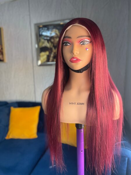 Long Burgundy Lace Front Wig