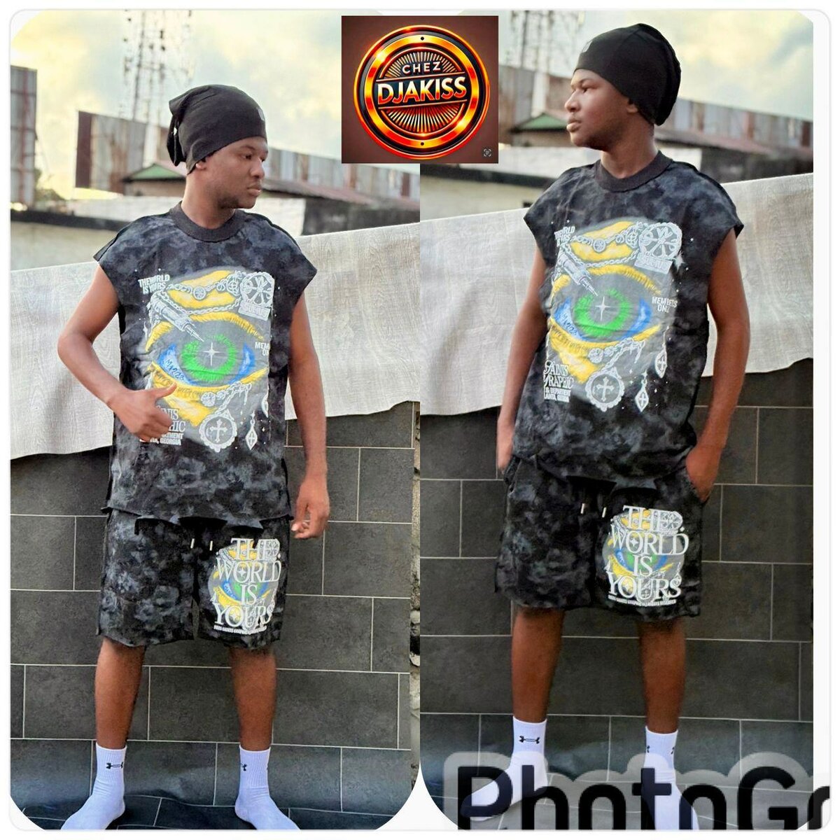 T-shirt et short imprimé urbain